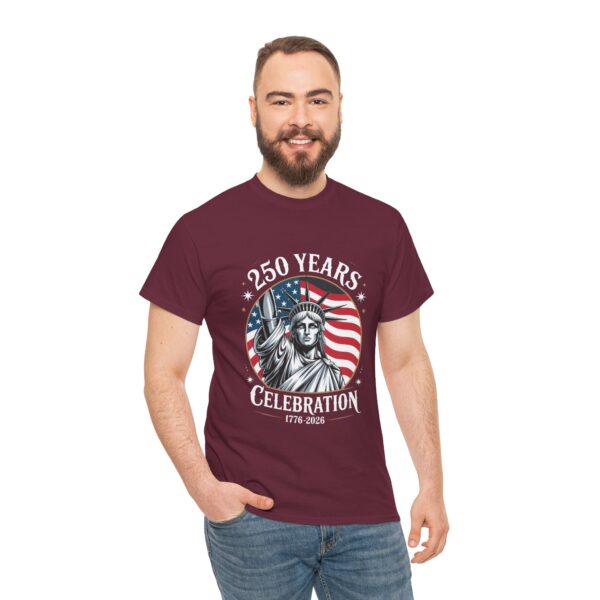 Celebrate 250 Years Unisex Heavy Cotton Tee, Fourth of July Shirt, Patriotic Apparel, Americana Tee, Independence Day Gift - Image 9