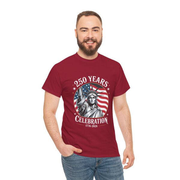 Celebrate 250 Years Unisex Heavy Cotton Tee, Fourth of July Shirt, Patriotic Apparel, Americana Tee, Independence Day Gift - Image 63