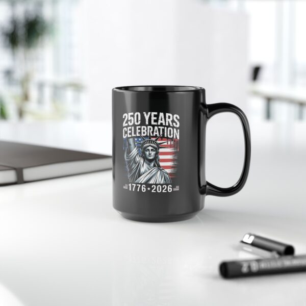 Patriotic 250 Years Celebration Mug, 15oz Coffee Cup for Independence Day, Gift for USA Lovers, Retro American History Decor - Image 3