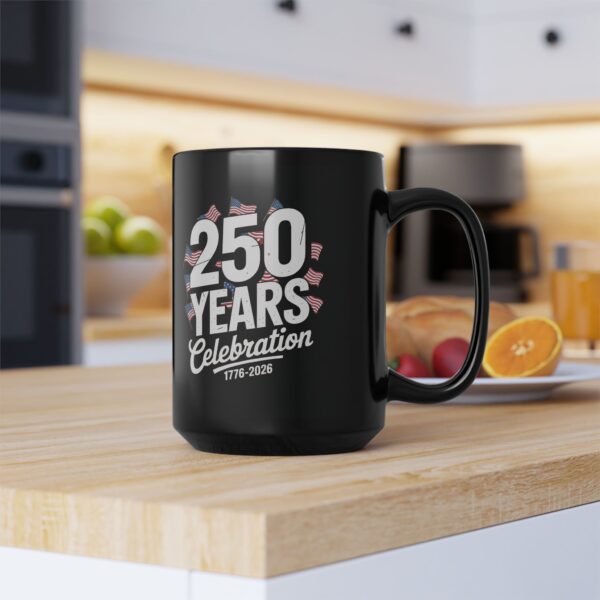 250 Years Celebration Mug, Black Ceramic Coffee Cup, Patriotic Mug, 15oz Commemorative Mug, Independence Day Gift, Events Keepsake - Image 4
