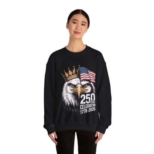 Patriotic Eagle Sweatshirt, Unisex Crewneck Sweatshirt for 250th Anniversary, July 4th Celebration, Gift for Freedom Lovers, USA Apparel - Image 3