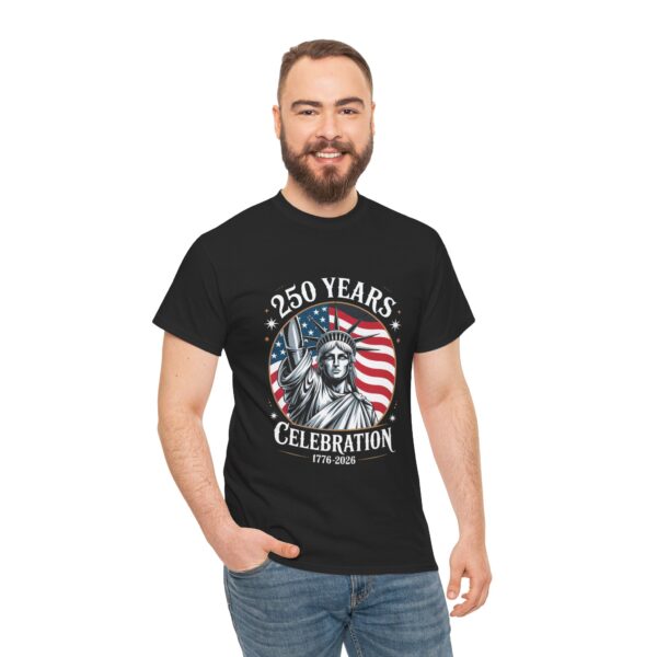 Celebrate 250 Years Unisex Heavy Cotton Tee, Fourth of July Shirt, Patriotic Apparel, Americana Tee, Independence Day Gift - Image 3
